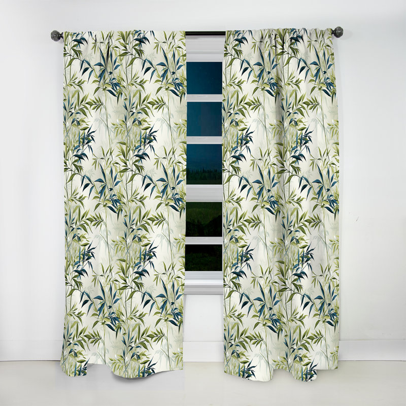 Motif de bambou tropical Zen - Rideau floral - Rideau floral obscurcissant - 1 panneau, L 52 po x L 95 po