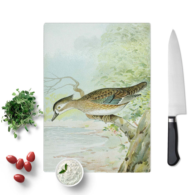 Tempered Glass Female Wood Duck by J.L. Ridgway Chopping Board, 28.5cm W x 20cm L
