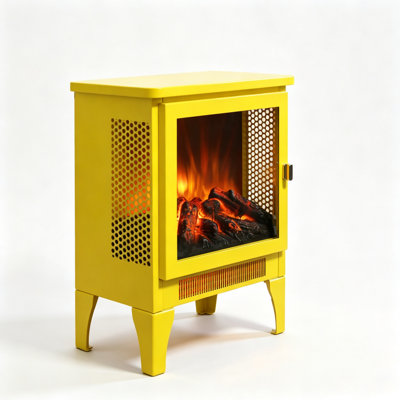 Poêle-cheminée électrique autoportant de 45,7 cm (18 pouces) avec effet de flamme 3D, jaune citron
