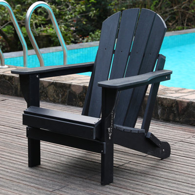 Black Folding Chair With Dual Cup Holders, Phone Stand, And Weather - , Ideal For Pool, Garden, Backyard, Easy Assembly Space Saving Holders All Outdoor Chair, Frame, 380 Pound Load Bearing, To Clean