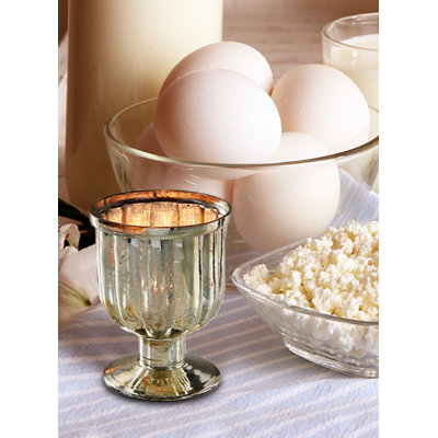 Votive piédestal antique en verre mercurisé