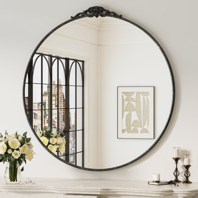 Stourbirdge Vintage 1.2" D Iron Round Wall Mirror