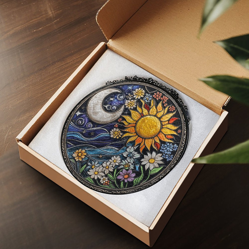 Sun and Crescent Moon Sunflower, 3.5x3.5in(9x9cm)