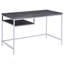 Bureau d'écriture rectangulaire gris et chrome patiné