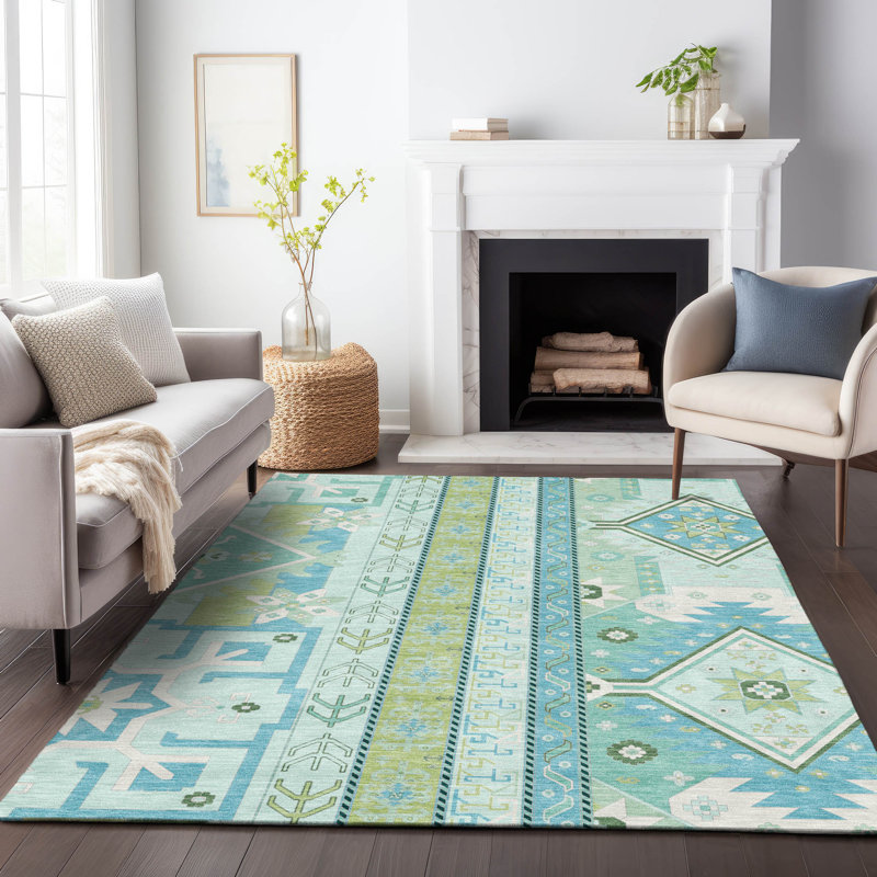 Tapis intérieur / extérieur vert lavable Solara , 9 pi x 12 pi