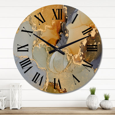 Luxury Abstract Fluid Art I - Modern Wall Clock