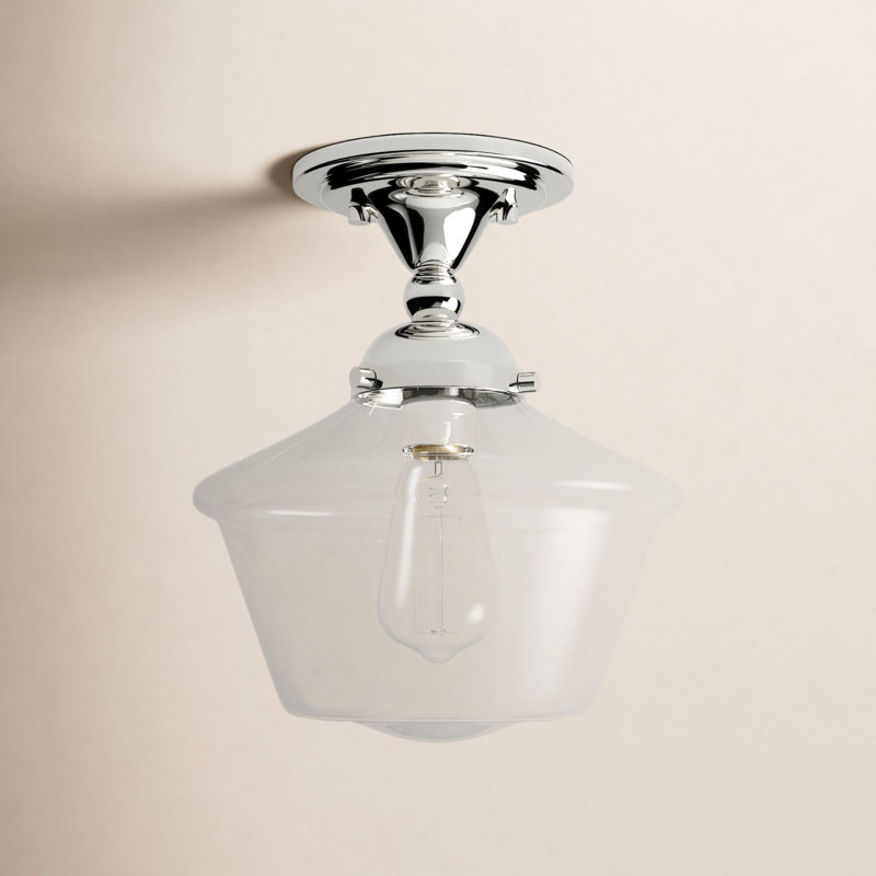 Plafonnier semi-encastré 1 lumière 9 po Lassell, Nickel poli