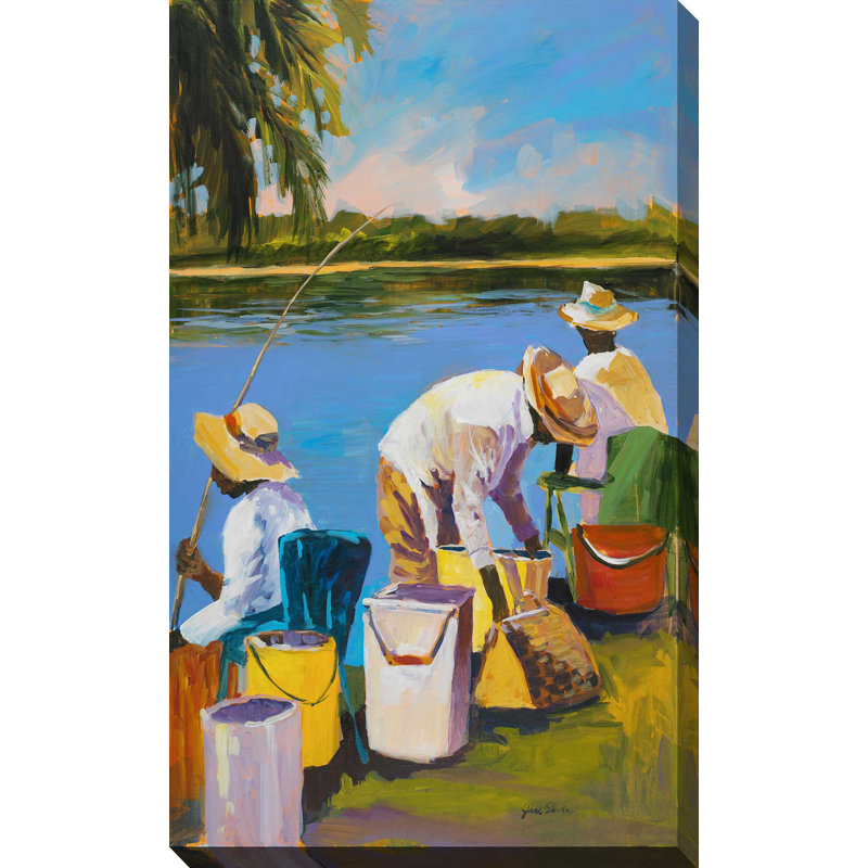 " Fishing I " by Jane Slivka, 60" H x 36" W x 1.5" D, Wrapped Canvas