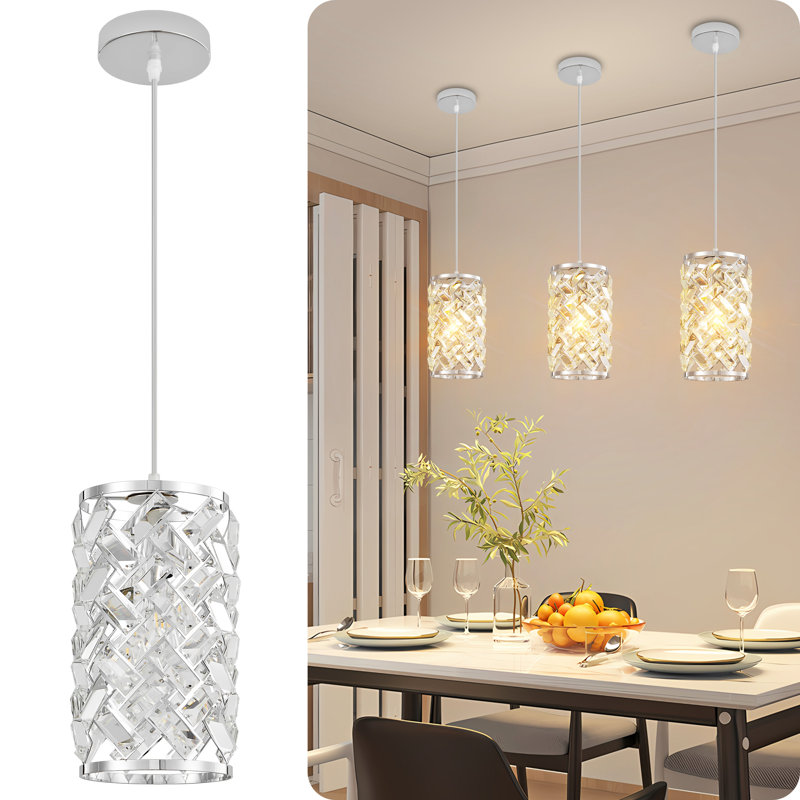 Nesrine Crystal Chandelier Modern Metal Luxury Pendant Light Fixture, Chrome