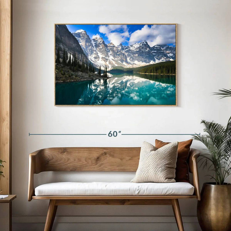 Mountain Reflection, Floating Frame Natural Wood, 43" X 29"