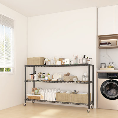Black 3/4/5/6-Tier Adjustable Tier Spacing With Adjustable Casters