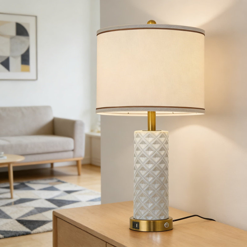 Ensemble de lampes de table en céramique avec ports USB et contrôle tactile à intensité variable pour la chambre à coucher / salon