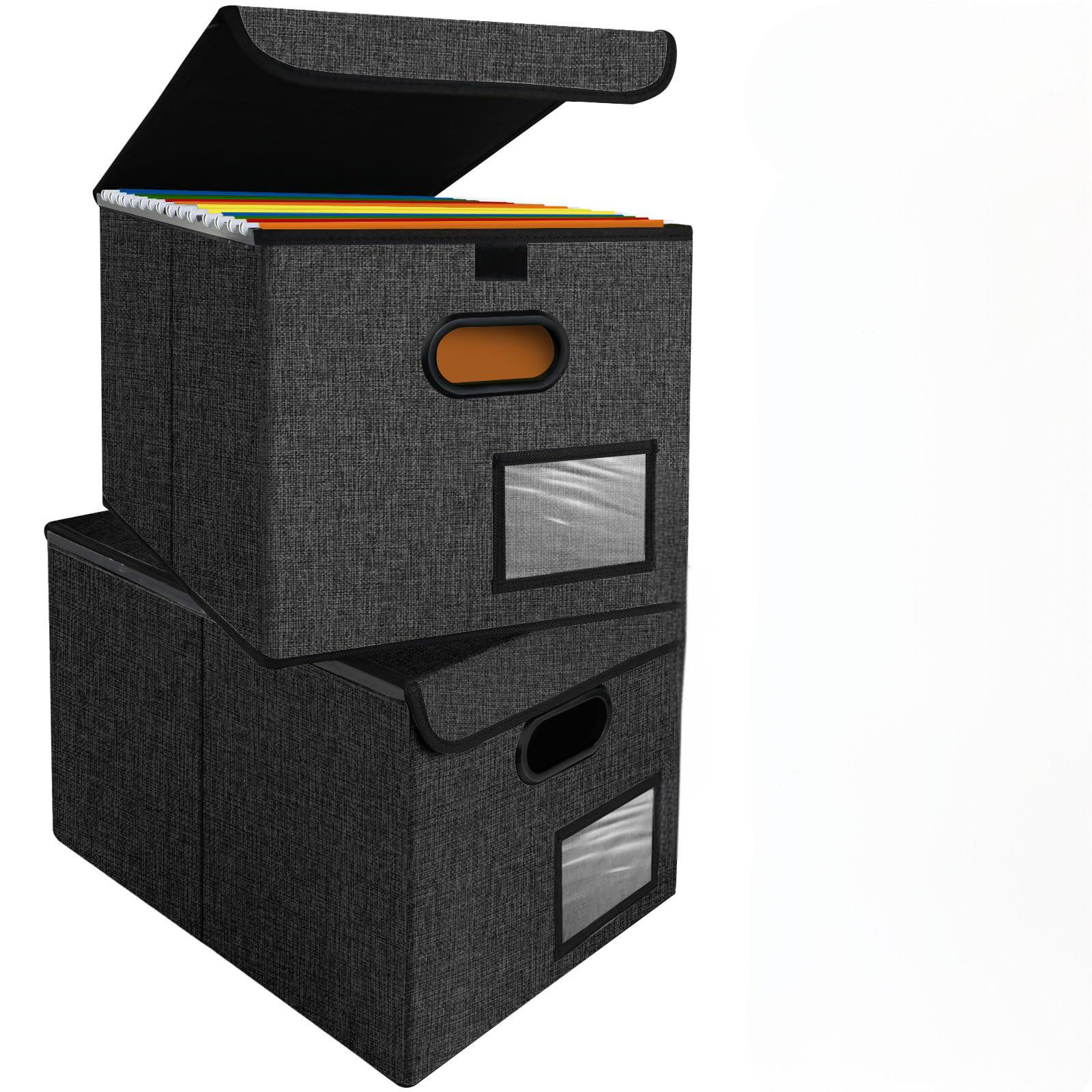 shuoli File Organizer Box With Lid, Collapsible File Folder Organizer ...