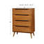 Commode 1 pièce avec tiroirs encastrés de style Mid-Century moderne avec pieds ronds fuselés et finition chêne à quatre tiroirs-461610234