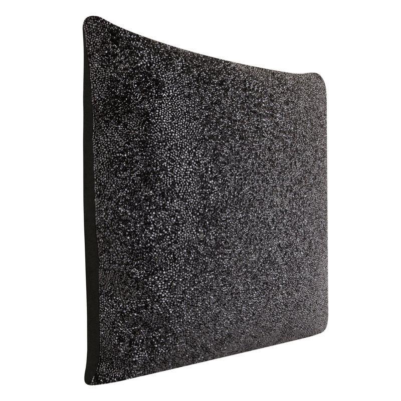 Sparkles Home Luminous Velvet Rhinestone Throw Pillow | Feather Insert | Home Décor Accent, Black, Square 16"