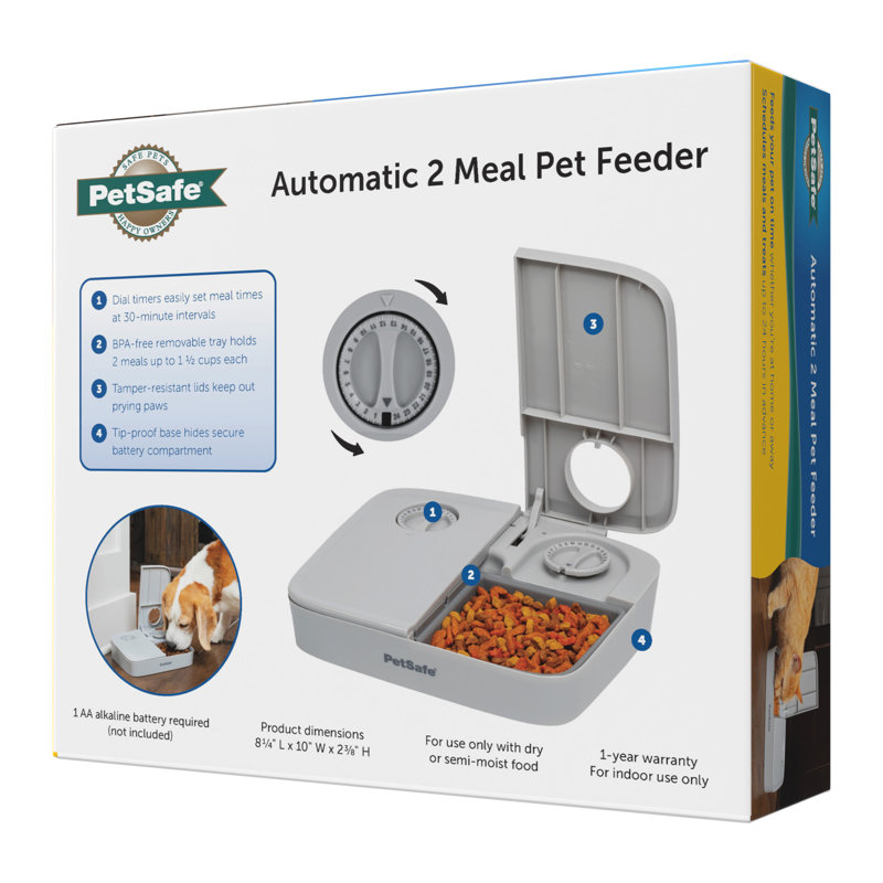 Gray 24oz Automatic 2-Meal Pet Feeder