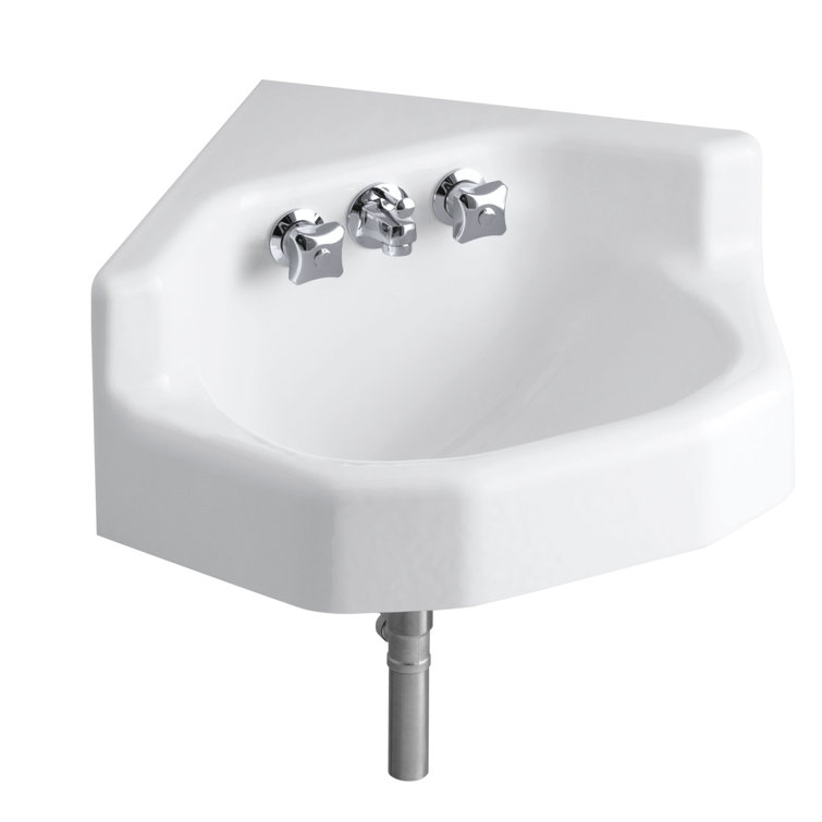 Marston Metal 23" Corner Bathroom Sink with Faucet and Overflow