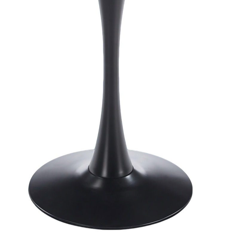 Table bistro Tulipe de style moderne du milieu du siècle, aux bords arrondis et lisses, avec piètement en métal, Noyer foncé