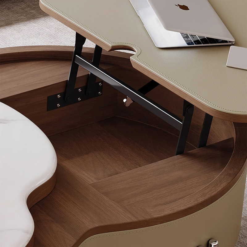 Table basse Cloud pour le salon, table basse à plateau relevable moderne avec plateau en pierre frittée et quatre pieds en métal