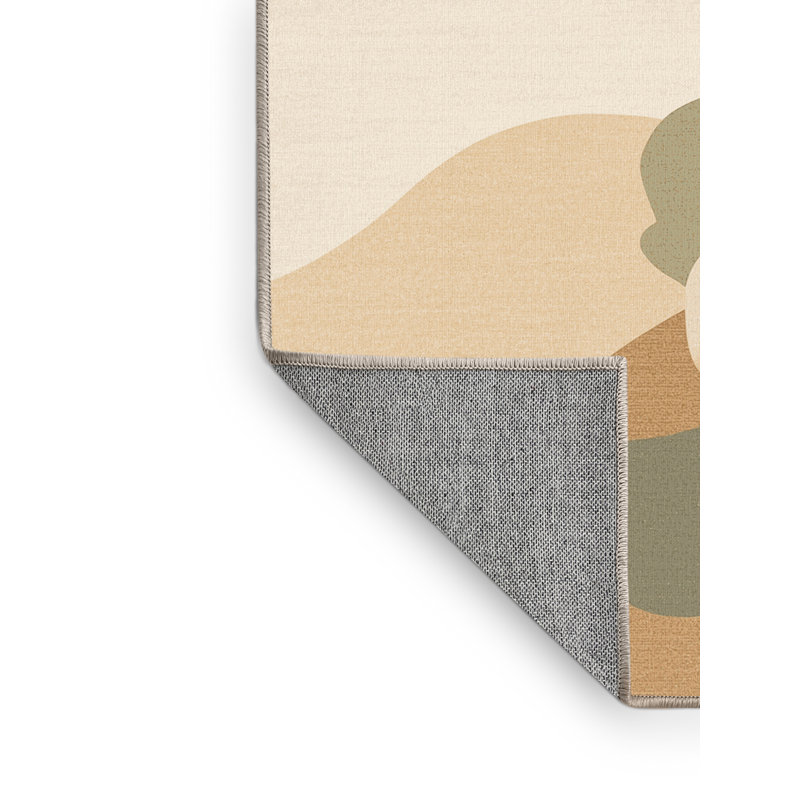 Machine Washable Aedan Cauliflower Minimalist Rug in Beige – Beige Binding, 8x12