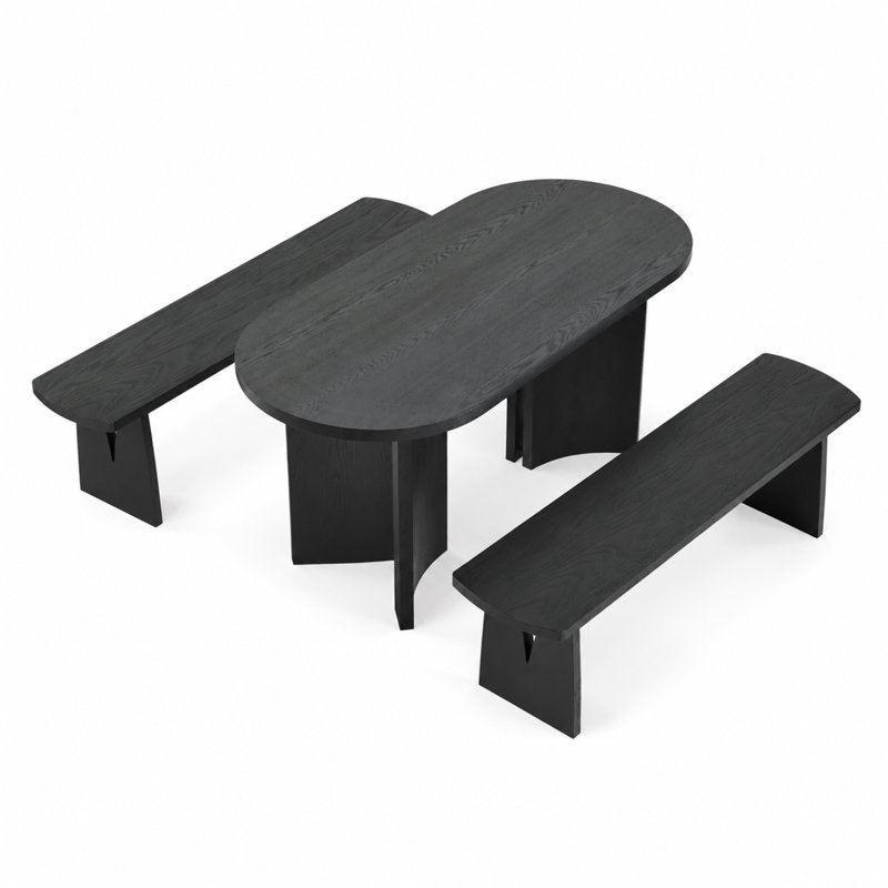 Lennox Mid-Century Modern Oval Dining Table Set