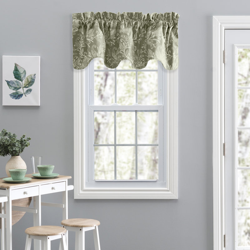 Sanita Cotton Floral Scalloped Window Valance, Sage