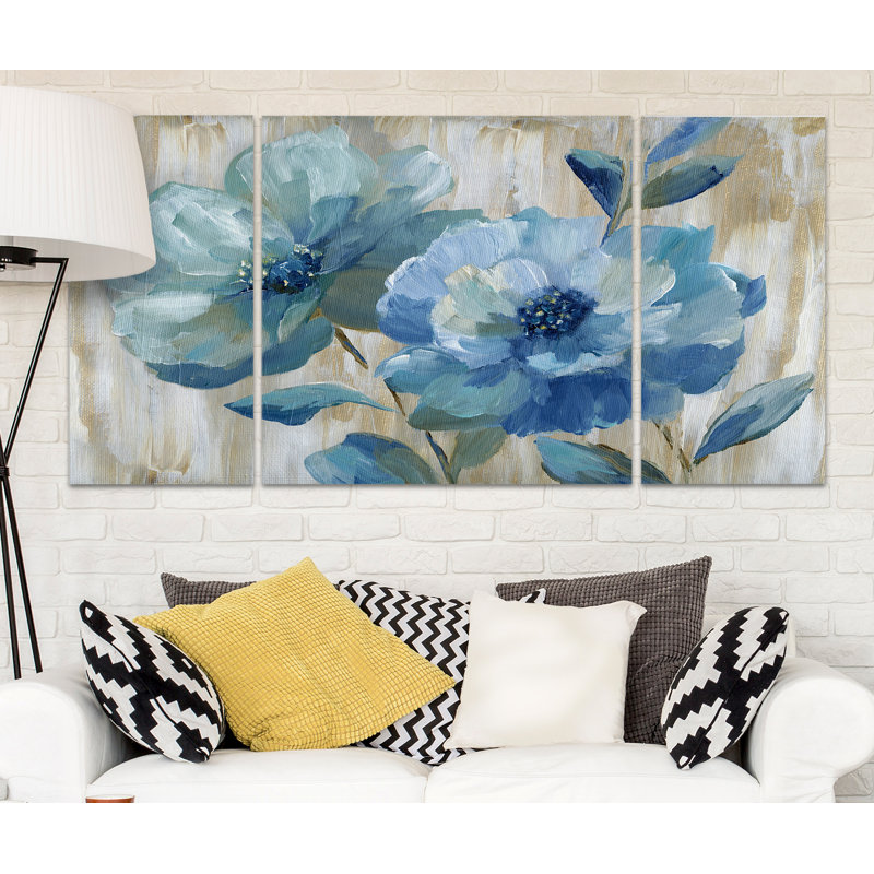Blue duo-reproduction d’art sur toile, H 32 po x l 64 po x P 1,5 po