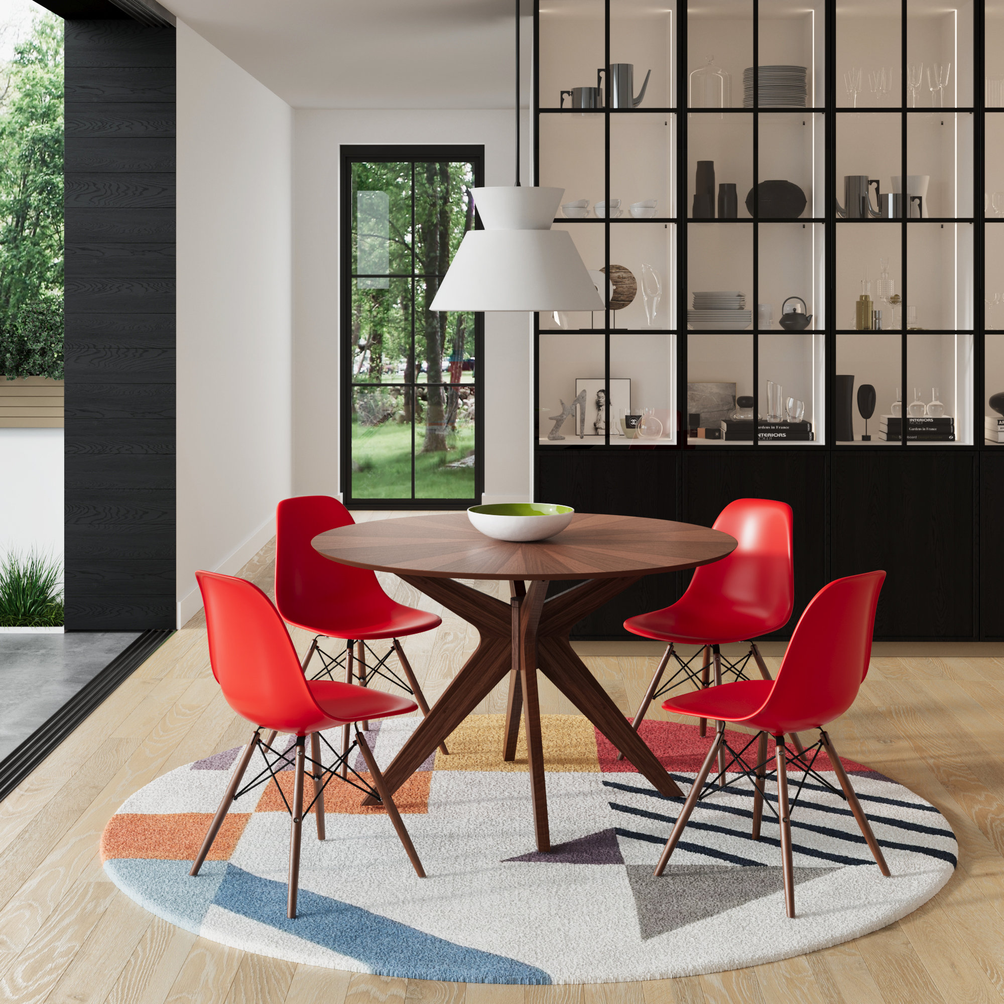 Jordan 5 - Piece Dining Set, Black, Natural, Walnut
