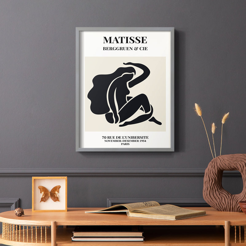 Matisse CXLIV, reproduction encadrée - bois massif, Gris, H 10 po x l 8 po