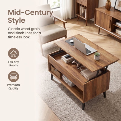 39.4“ Lift Top Coffee Table with Storage for Living Room, Home Office