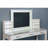 1Pc Vanity W/ Stool Set Tempered Glass Top Central Mirror Storage Drawers Padded Stool Luminous White Finish Bedroom Furniture-1114203457