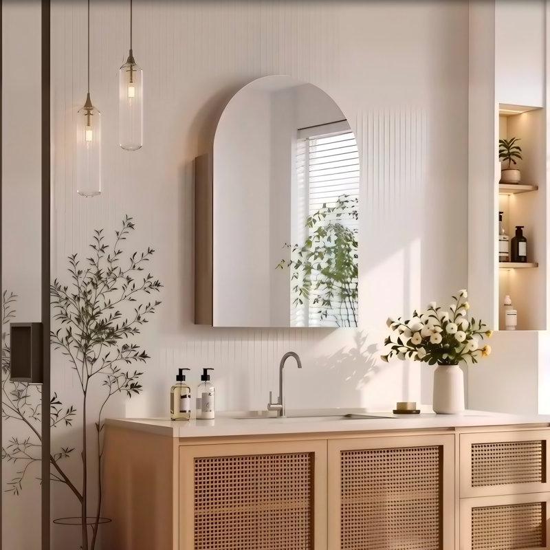 Armoire à pharmacie avec miroir Modern pré-assemblé, Chêne brun