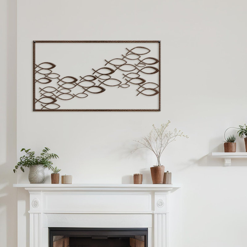 Décoration murale en métal, H 12 po x l 24 po x P 0,05 po, Bronze