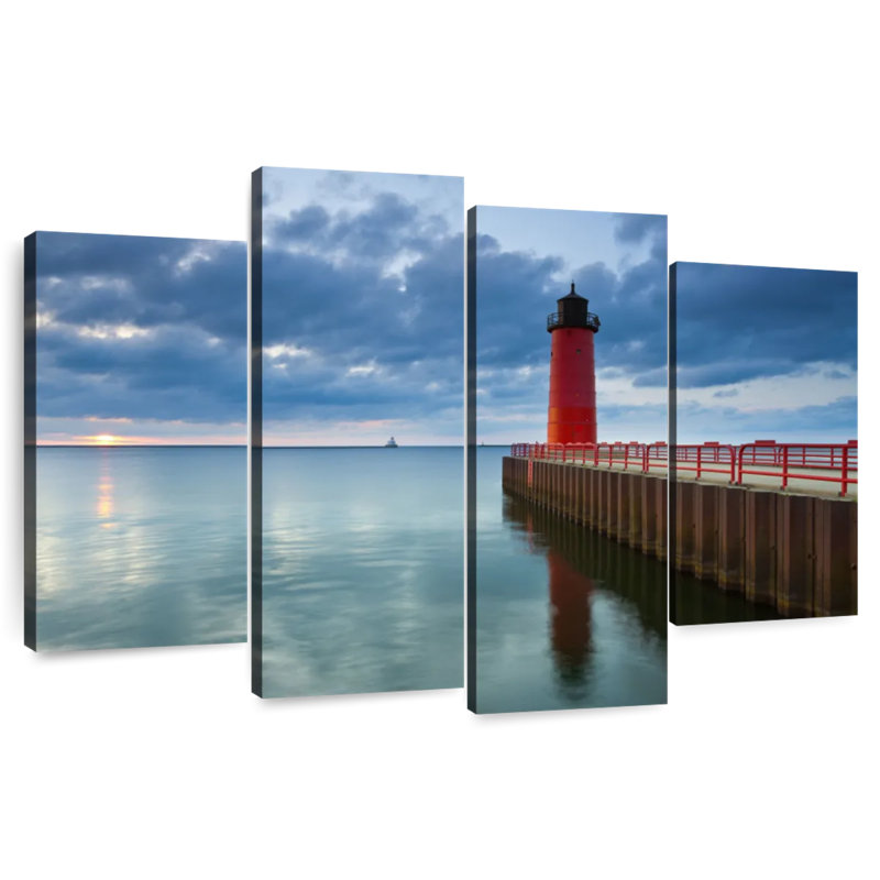 Aletra Red Milwaukee Lighthouse, 48" H x 75" W