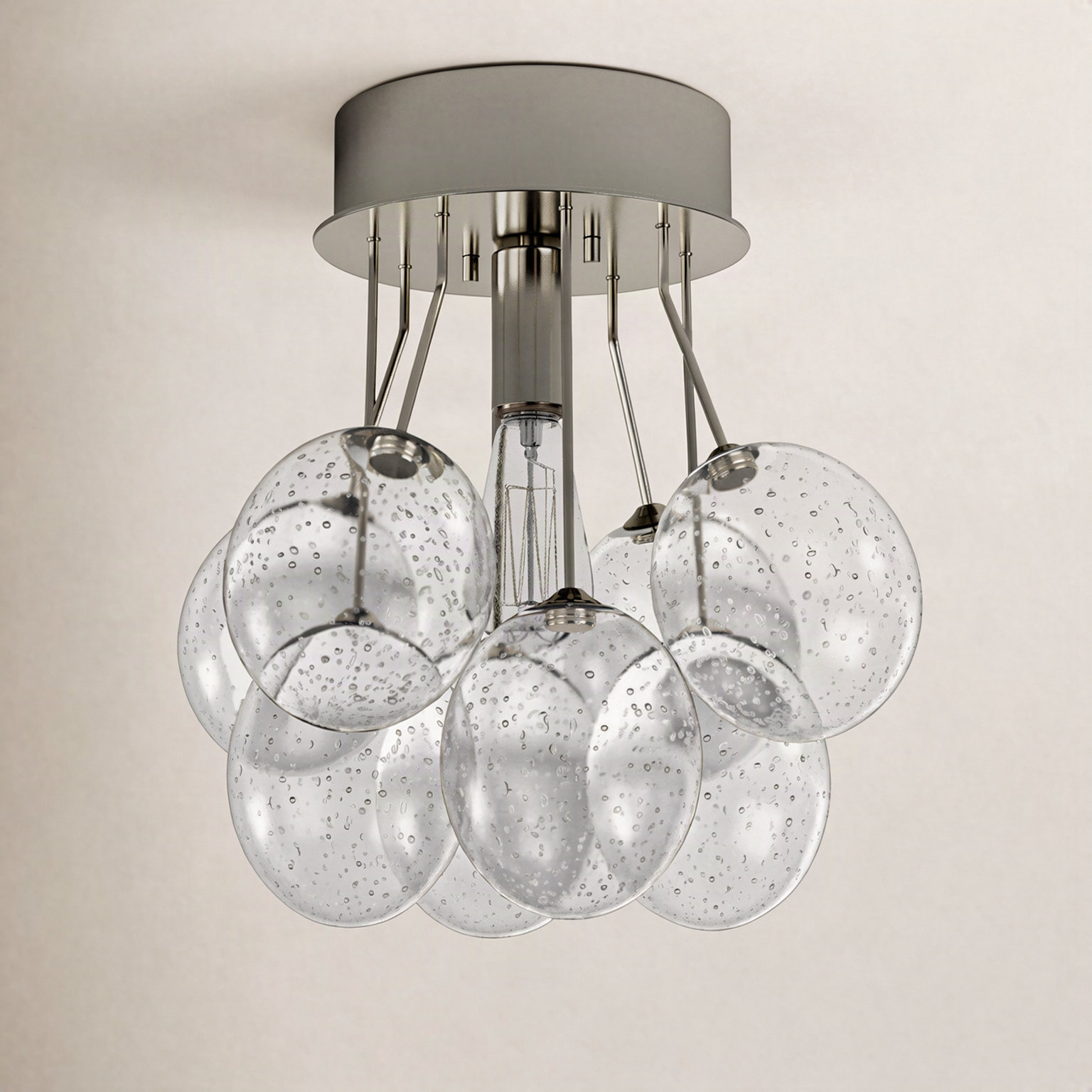 Logan Single Light Semi Flush Mount, Brushed Nickel