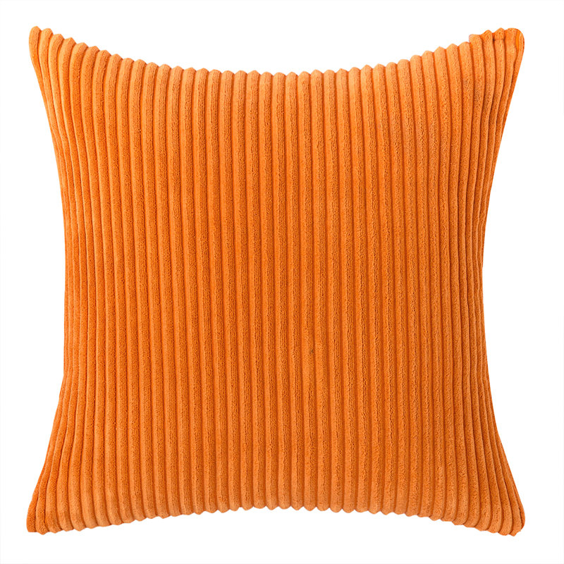 Striped Cotton Blend Reversible Throw Pillow, Orange, 20" x 20"
