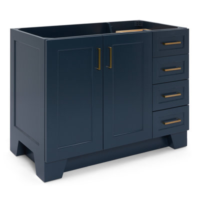 Freitas 43'' Solid Wood Single Bathroom Vanity in Midnight Blue, Left Offset Base Cabinet without Top