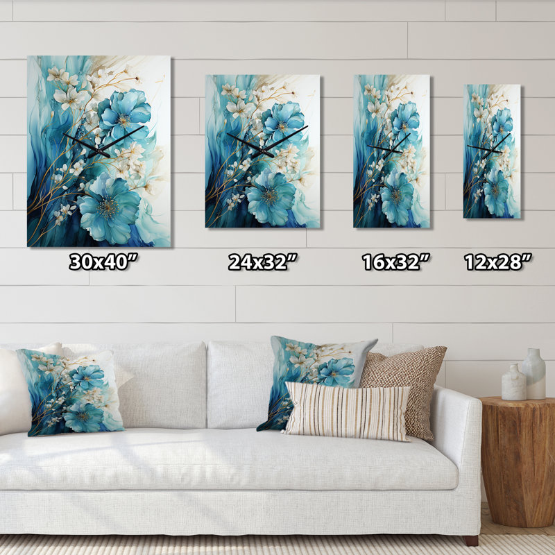 Abstrait fractal mystique mirage II - Horloges murales modernes, H 32 po x l 16 po x P 1 po