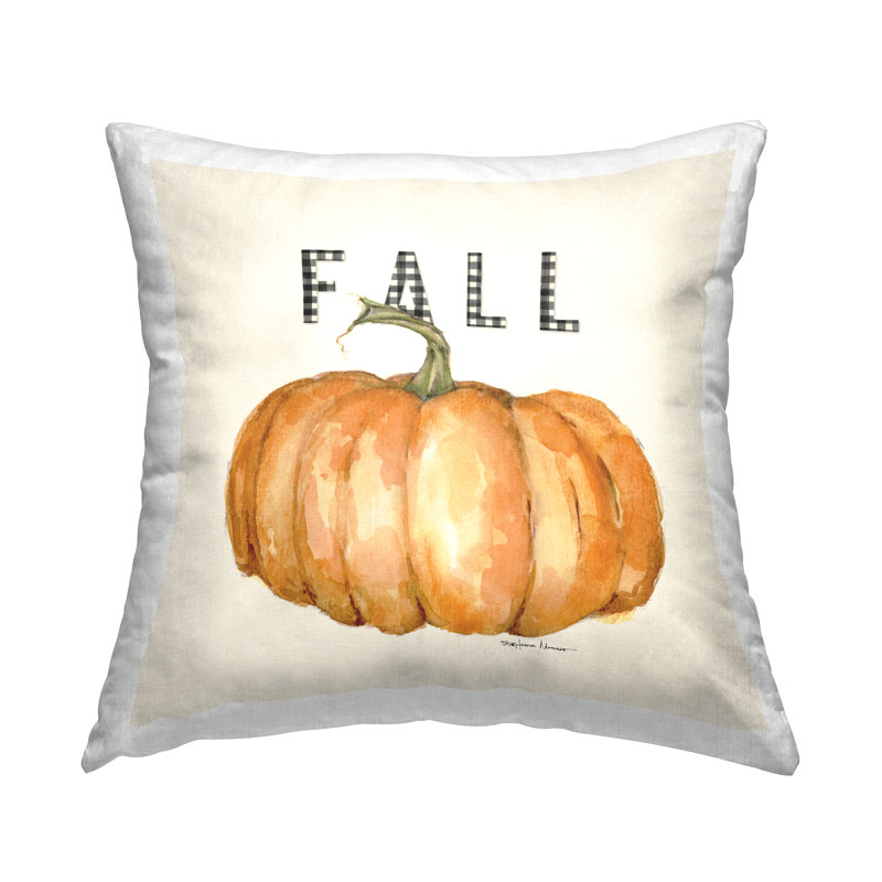 Coussin décoratif d'automne à imprimé citrouille à motif d'automne noir