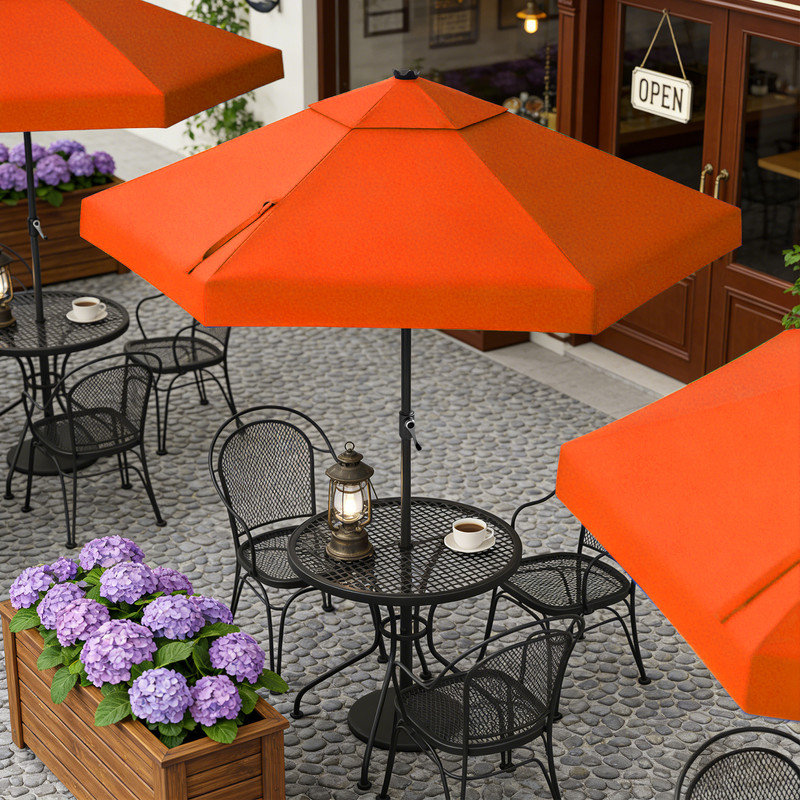 Parasol de patio 9 pi avec inclinaison automatique 9 pi, Rouge