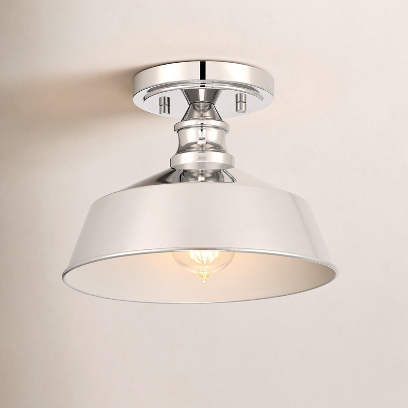 Jeb 10" W 1-Light Metal Semi-Flush Mount, Polished Nickel