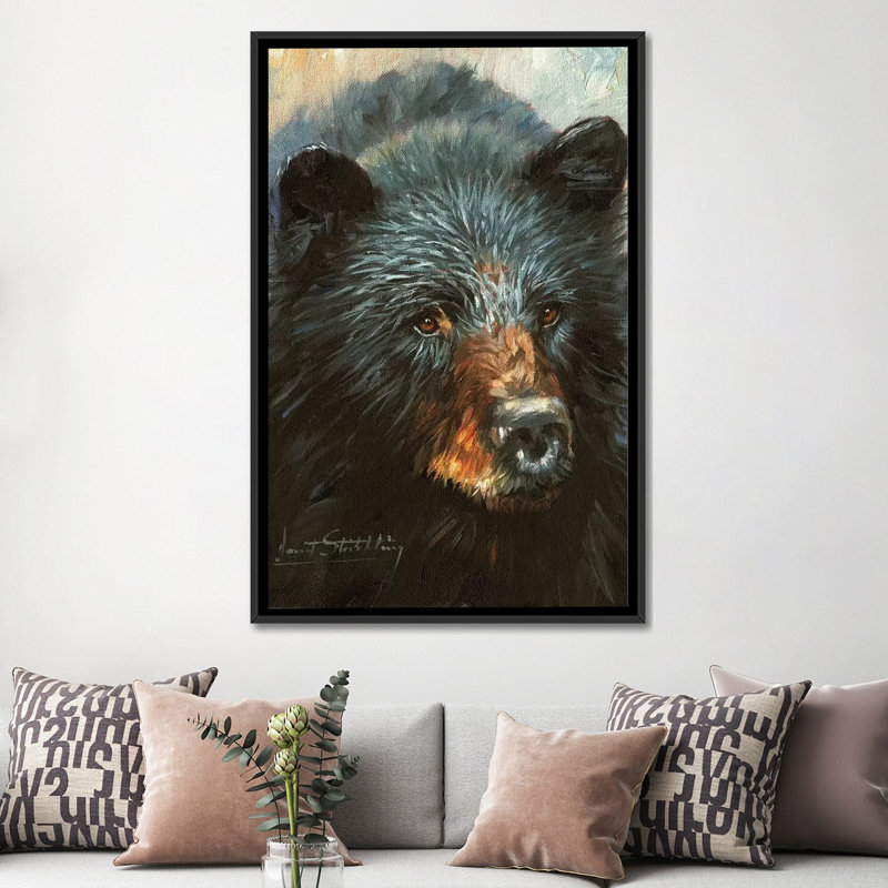" Black Bear " by David Stribbling, 26" H x 18" W x 1.5" D, Black Framed Canvas, No Mat