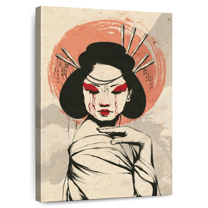 Portrait de femme japonaise Leisha Somber, H 30 po x l 20 po