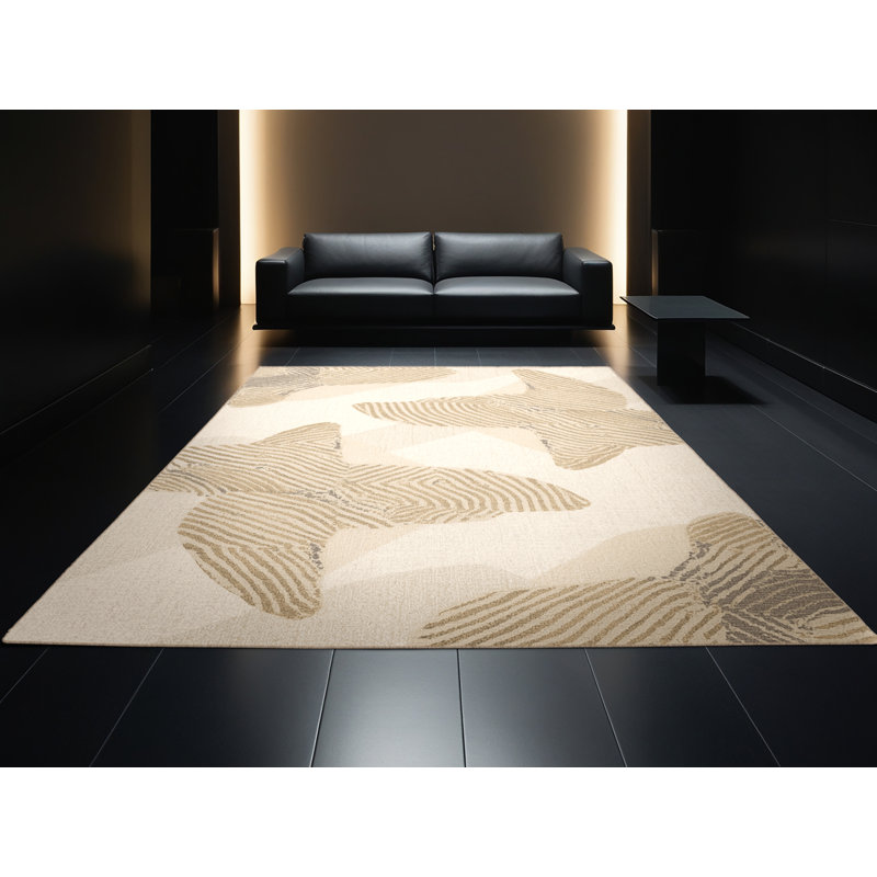 Tapis de couleur côtière beige lavable à la machine Buckland, 6 x 9