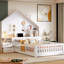 Lit White House avec fenêtre, rangement de tiroir, tablettes et ouvertures - Blanc, avec tiroirs de rangement-368610994