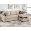 Canapé modulaire moderne en forme de L beige avec lit escamotable et porte-gobelet avec méridienne réversible en tissu, coussins doux-663719335