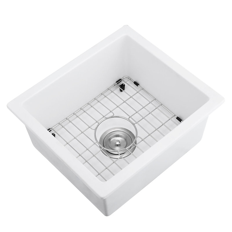 18"X16" Quartz Sink - Stain & Built To Withstand Use Includes Grid And Strainer For Practicality 18" L X 16" W Undermount Rust Modern Appearance Look