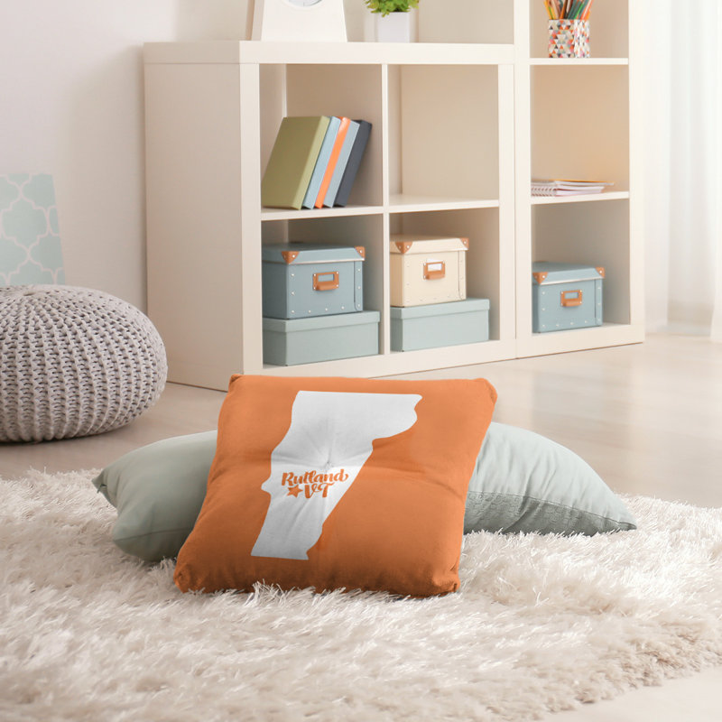 Coussin de plancher touffeté, 26 po x 26 po, Orange, Rutland