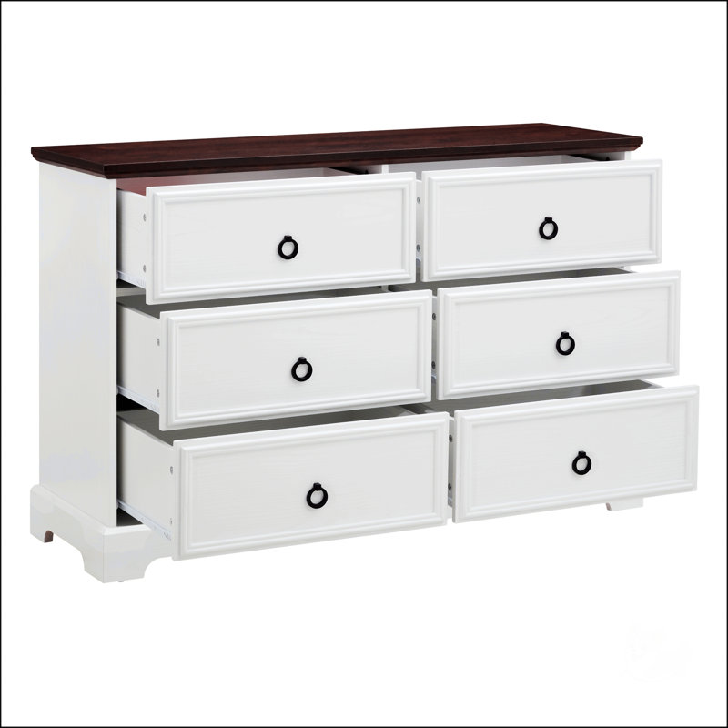 Commode 6 tiroirs Modern Farmhouse, Blanc