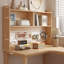 Bureau en bois massif en forme de L Burlywood + blanc + fer-1671568218-1671568217